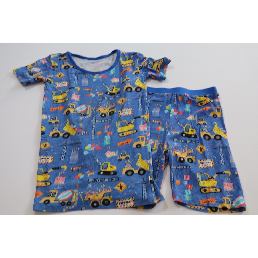 Little Sleepies Construction Birthday Shorts Pajama Set 9/10